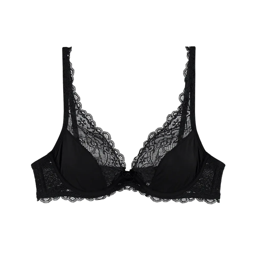 Lace Comfort BH mit Bügel, ungefüttert in schwarz