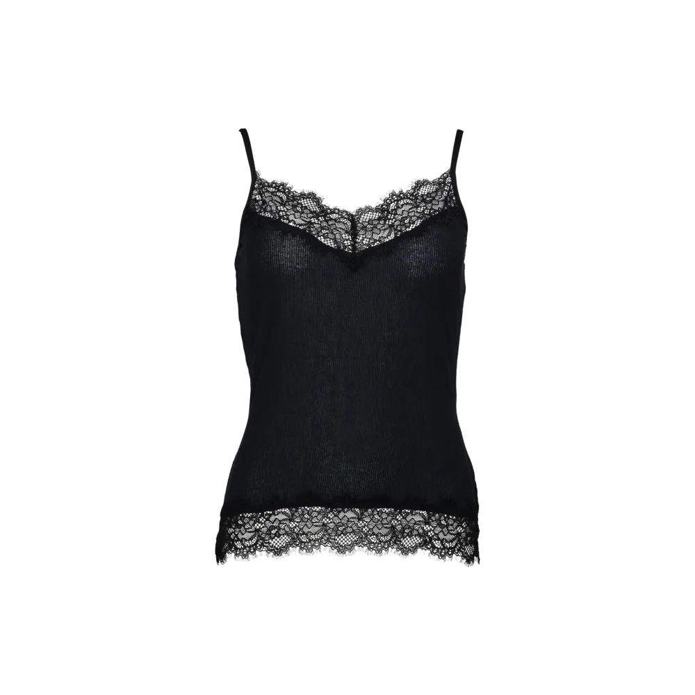 Cashmere Sensation Top Spaghetti in schwarz
