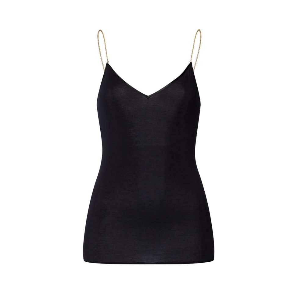 Cotton Seamless Top Spaghetti in schwarz