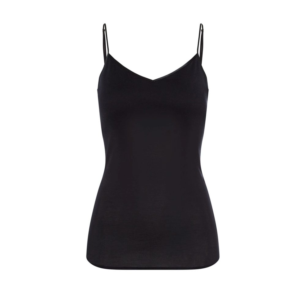 Cotton Seamless Top Spaghetti in schwarz