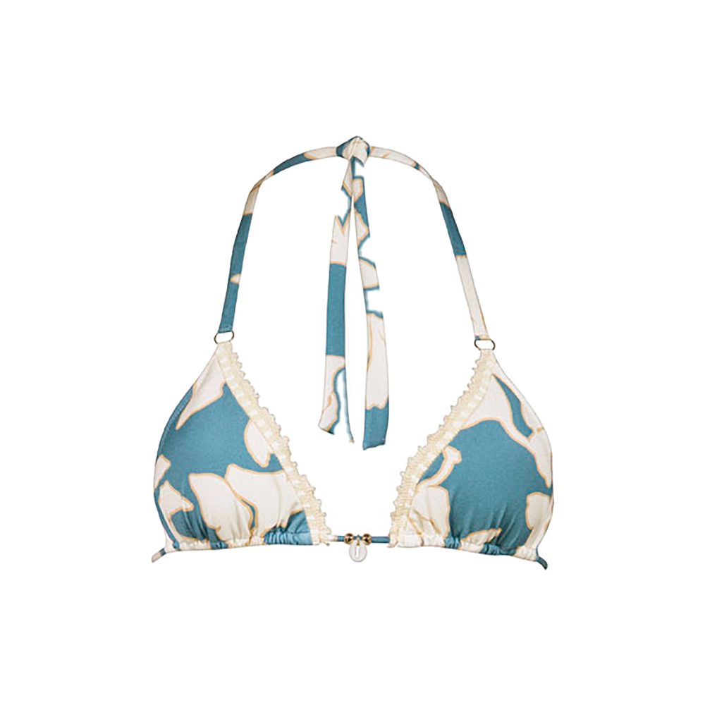 Floral Abstract Bikini Top ohne Bügel ungefüttert in blau