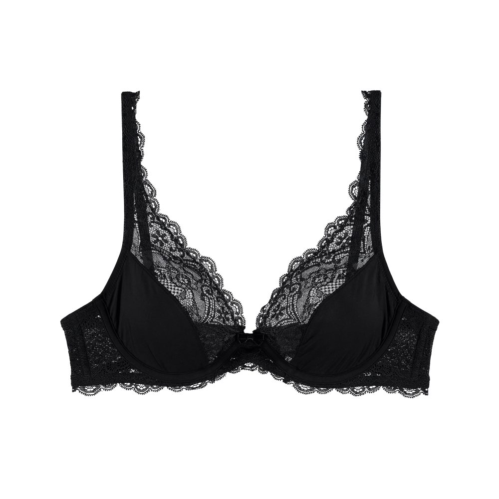 Lace Comfort BH mit Bügel, ungefüttert in schwarz