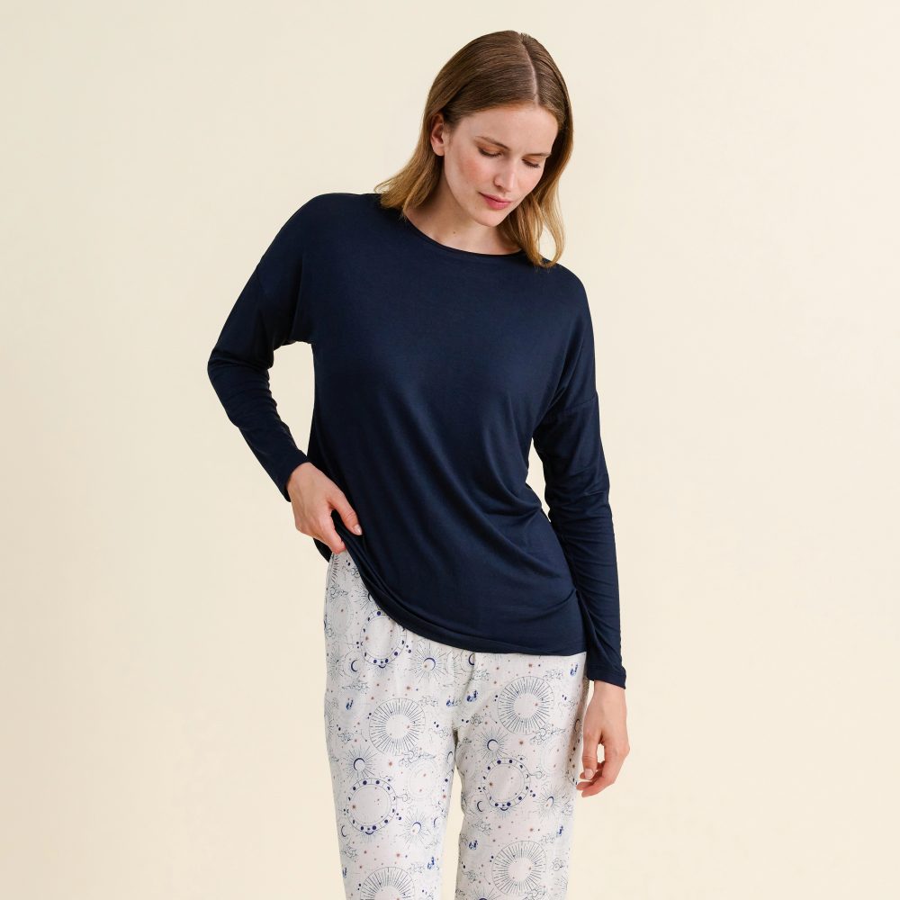Bahira Pyjama Oberteil in blau