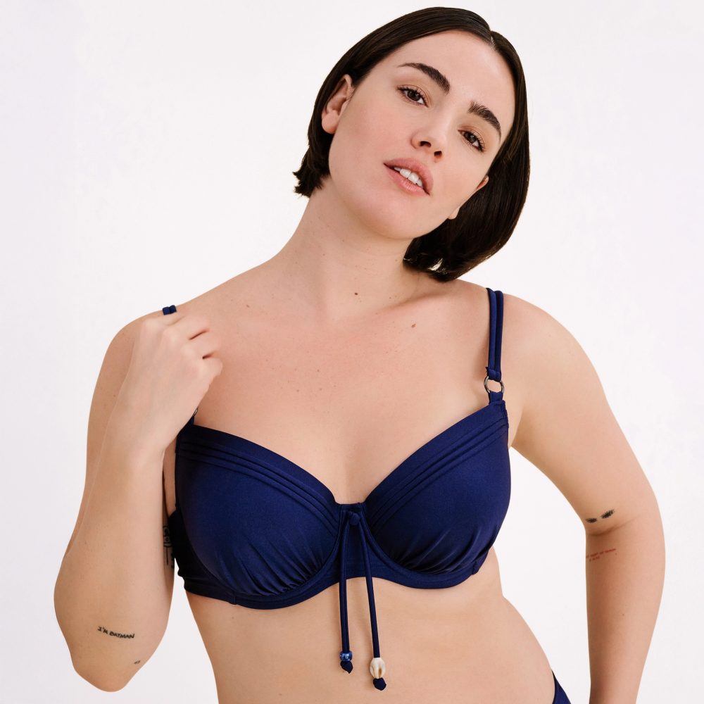 Crystal Bikini Top mit Bügel gefüttert in blau
