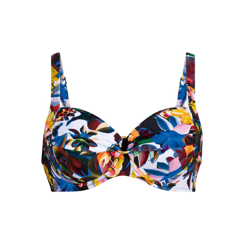 Tropical Opulence Bikini Top mit Bügel gefüttert in weiss