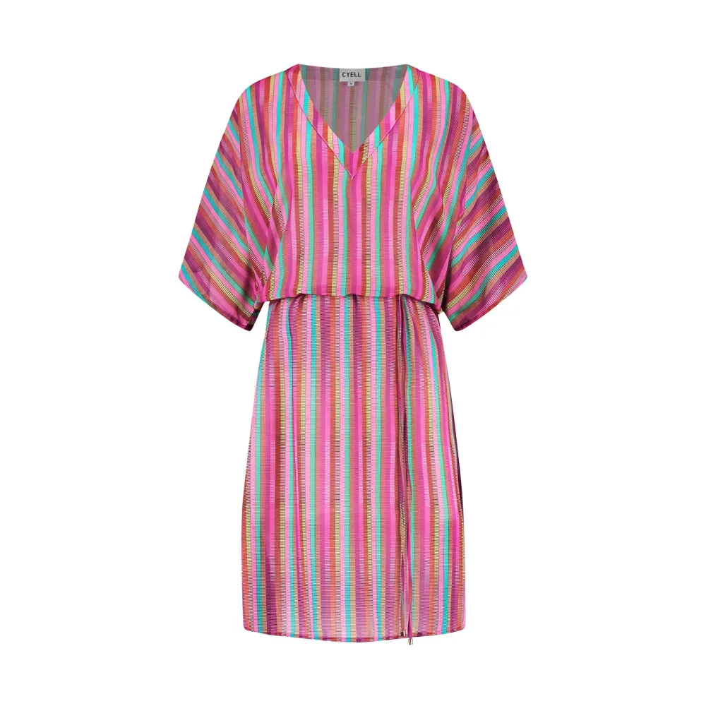 Tropical Lines Tunika kurz in pink