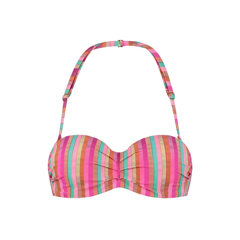 Tropical Lines Bikini Top mit Bügel gefüttert in pink
