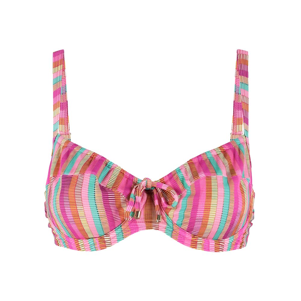 Tropical Lines Bikini Top mit Bügel ungefüttert in pink