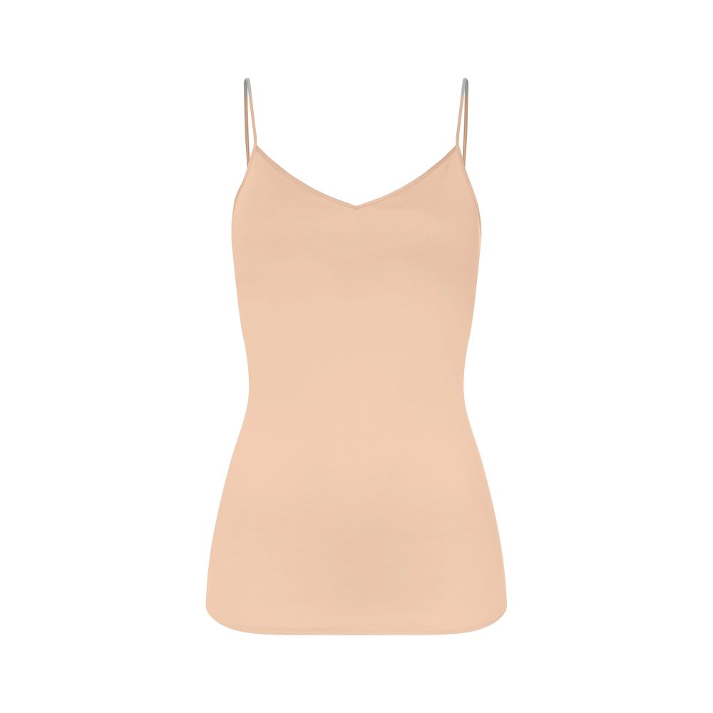 Cotton Seamless Top Spaghetti in beige