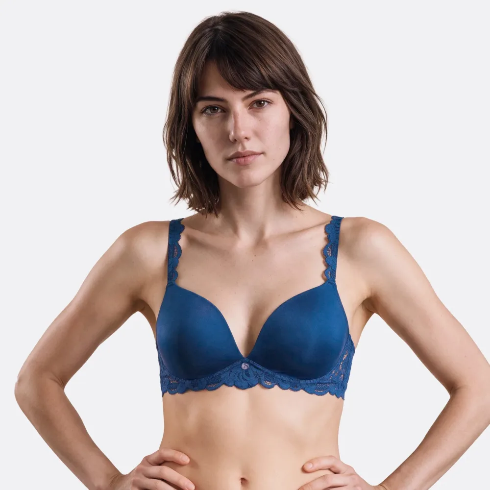 Reesa BH ohne Bügel, gefüttert in blau