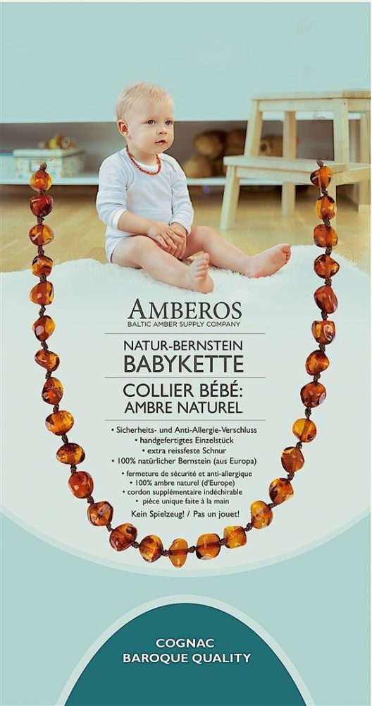 AMBEROS Natur-Bernsteinkette Baroque Cognac (1 Stk)