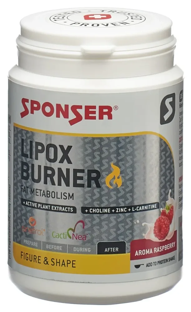 SPONSER - Figur & Form Pulver, Vegan Lipox Burner Himbeere, 110g