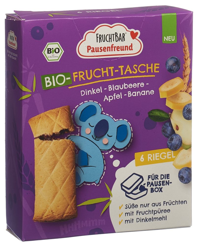FRUCHTBAR Bio Frucht-Tasche Dinkel Blaubeere Apfel Banane (6x22g)