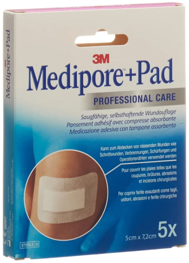 3M Medipore + Pad 5x7.2cm Wundkissen 2.8x3.8cm (5 Stk)