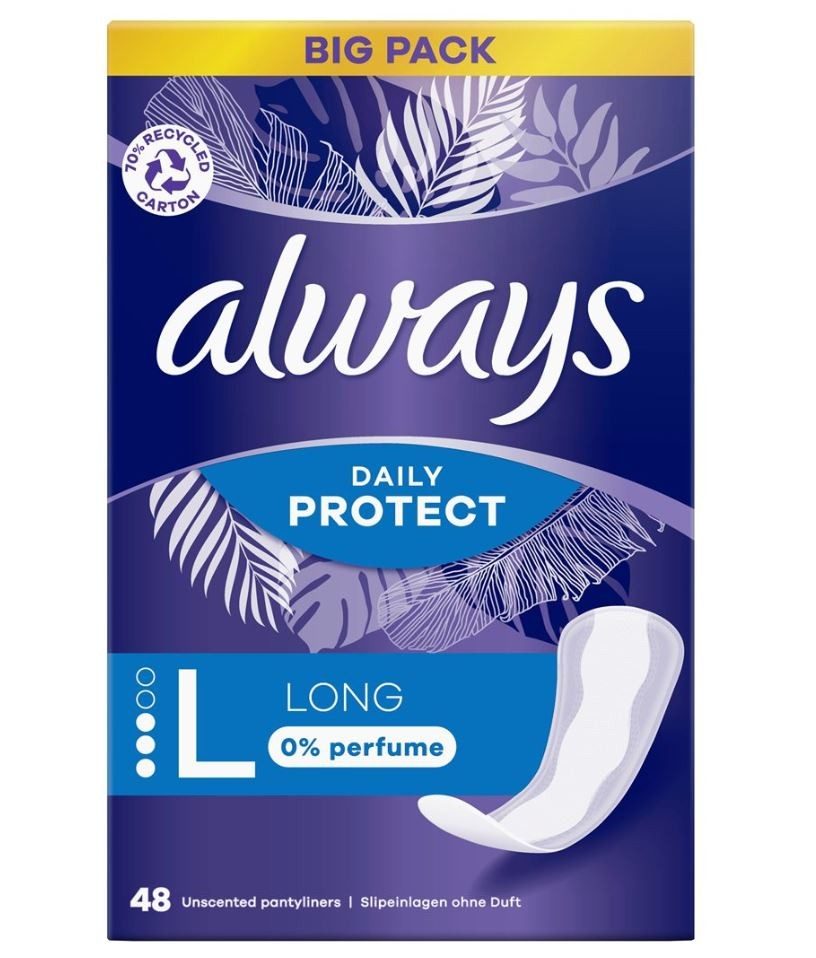 Always Slipeinlagen Daily Protect Long ohne Duft Big Pack (48 Stk)