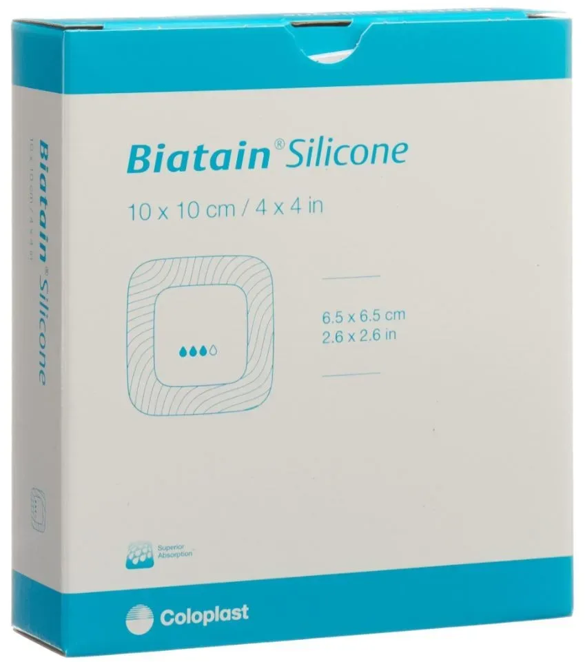 Biatain Silicone Schaumverband, 10x10cm, selbst-haftend (10 Stk)