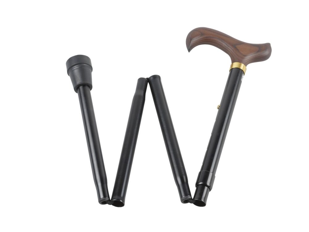 GASTROCK Faltstock 85-95cm, 4-teilig, Alu, schwarz, Derby (1 Stk)