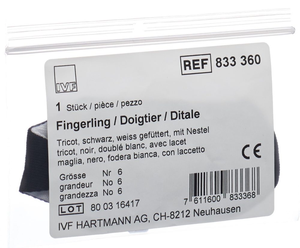IVF Däumling Tricot Grösse 6, schwarz (1 Stk)