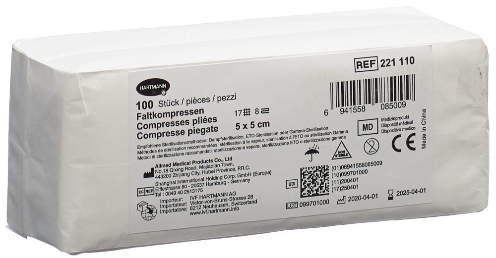 IVF Faltkompresse T17, 5x5cm, 8-fach (100 Stk)