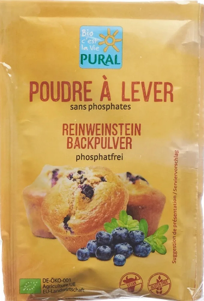 PURAL Backpulver Reinweinstein phosphatfrei Bio (3x21g)