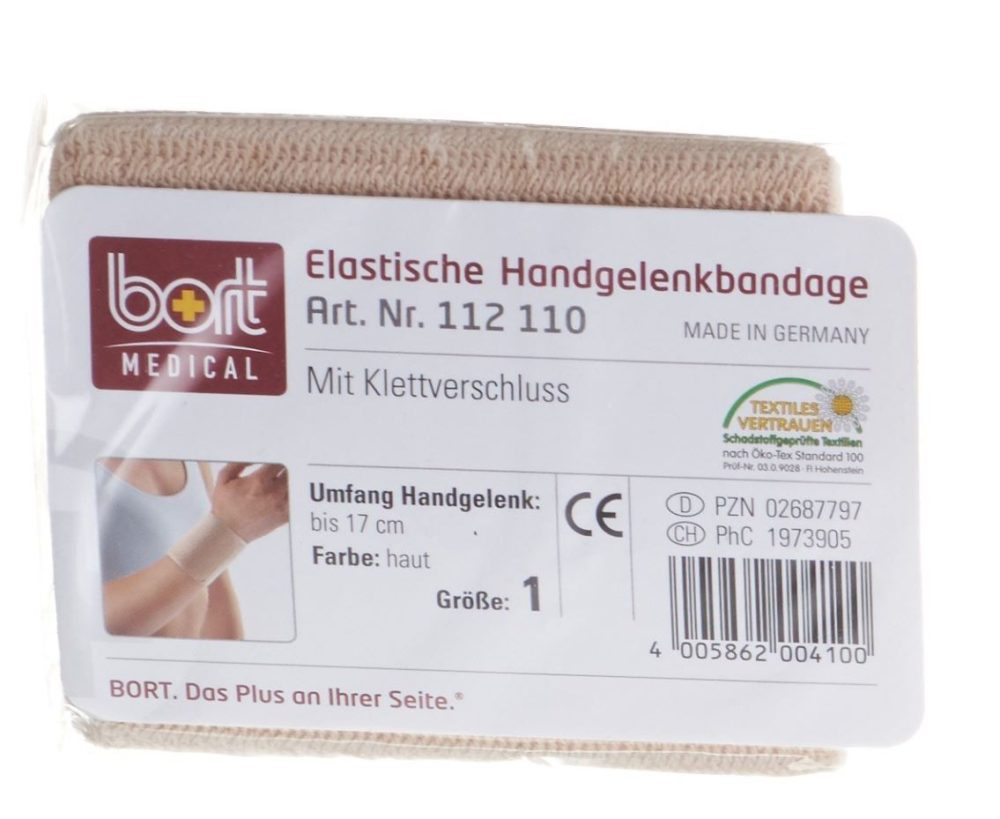 bort Handgelenkbandage Velcro 8cm Gr2 -19cm hautf (1 Stück)