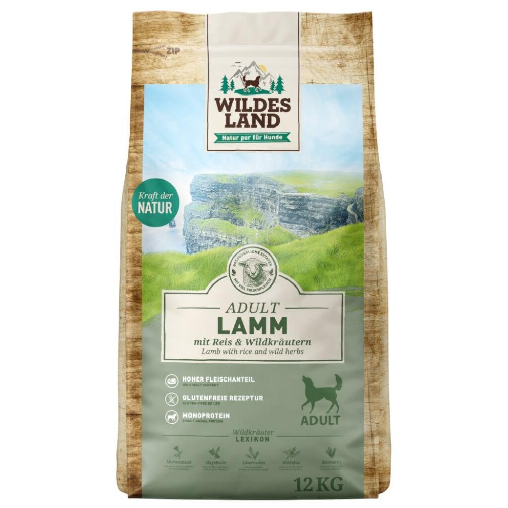 WILDES LAND Adult Lamm mit Reis & Wildkräutern (12kg)