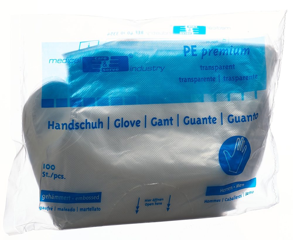 Gribi Plastikhandschuhe PE 295mm Herren transparent gerippt unsteril (100 Stück)