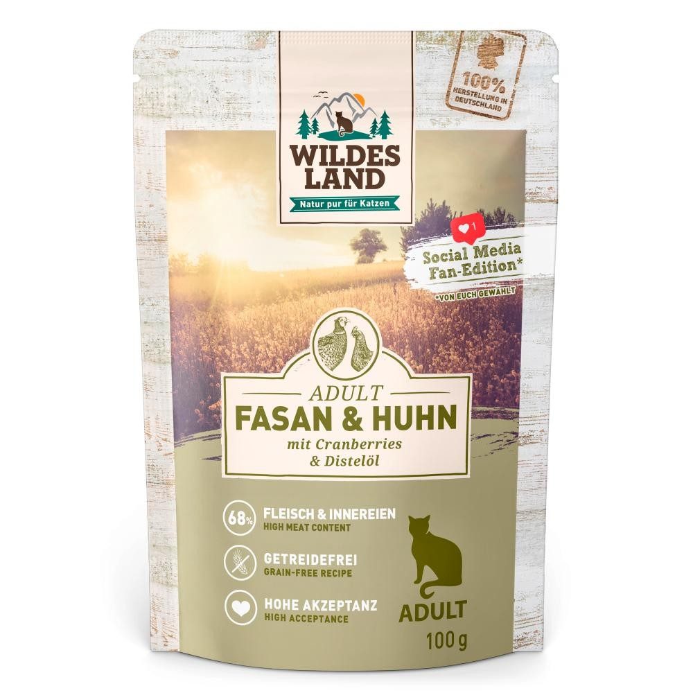 WILDES LAND Adult Fasan & Huhn mit Cranberries & Distelöl (12x100g)