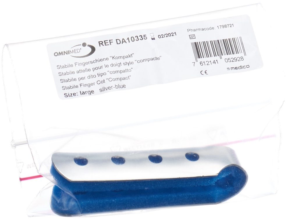 OMNIMED DALCO Fingerschiene, Grösse L, silber blau (1 Stk)
