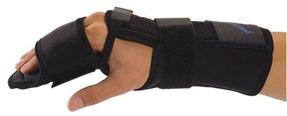 OMNIMED Intrinsic Plus 4-Fingerschiene gepolstert, Grösse M, 15-17cm links, schwarz (1 Stk)