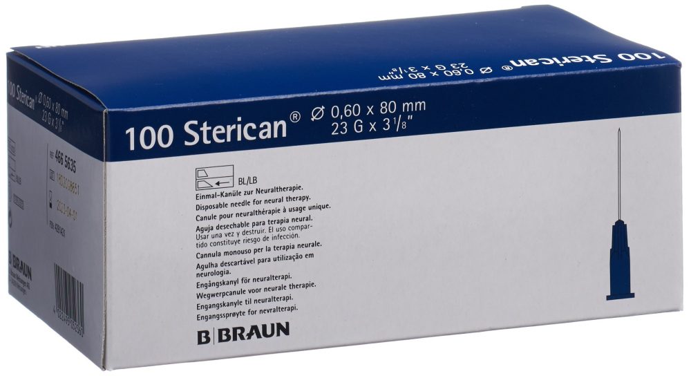 Sterican Nadel 23G, 0.60x80mm, blau, Luer (100 Stk)