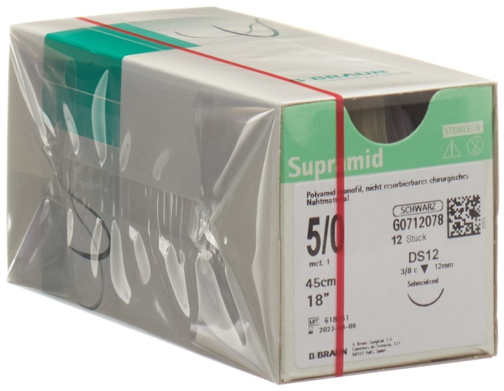 Supramid 45cm DS 12 5-0 schwarz (12 Stk)