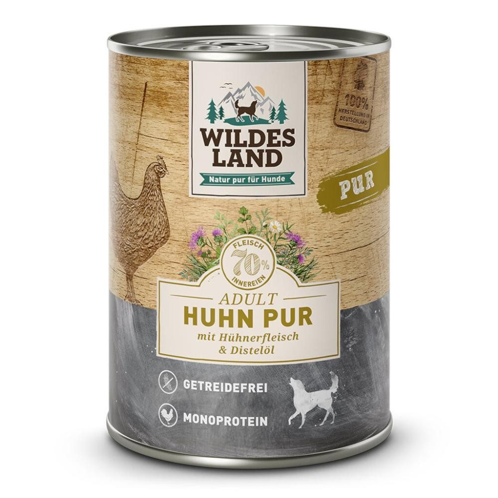 WILDES LAND Adult Huhn Pur mit Hühnerfleisch & Distelöl (6x400g)