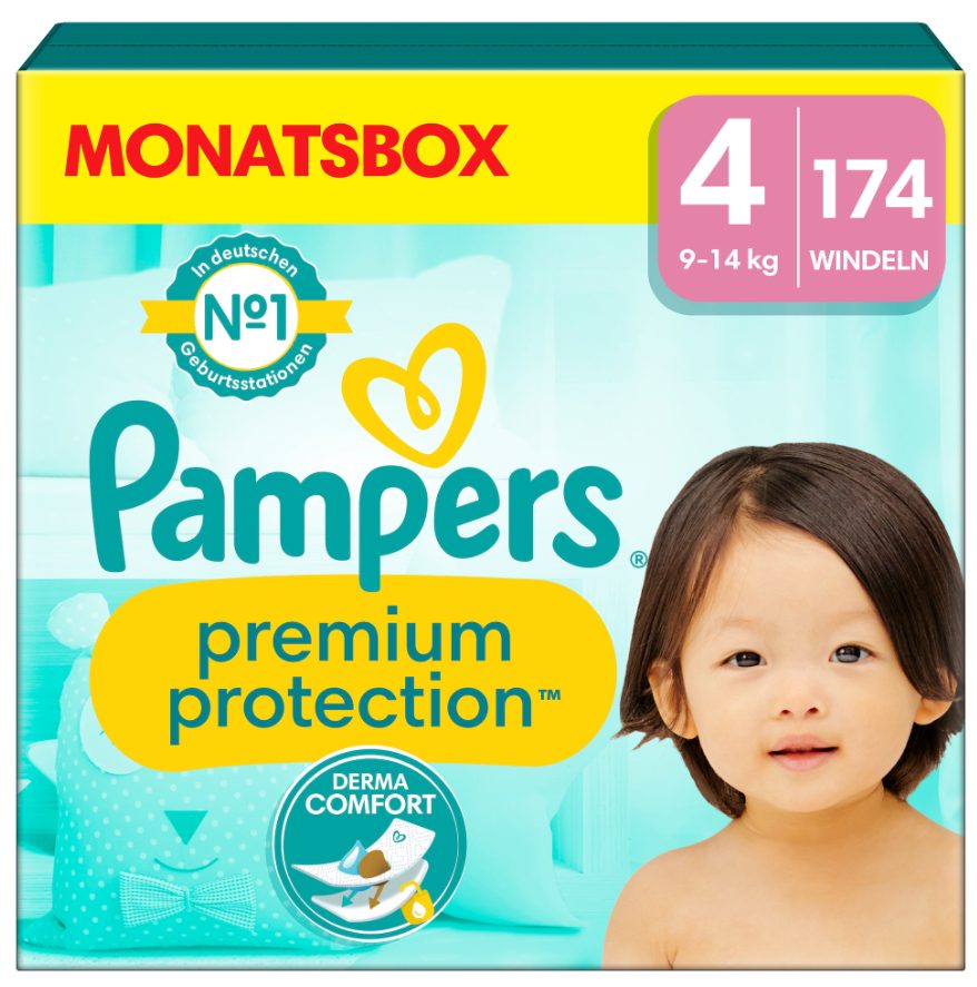 Pampers - Premium Protection Grösse 4, Monatsbox, 174STK