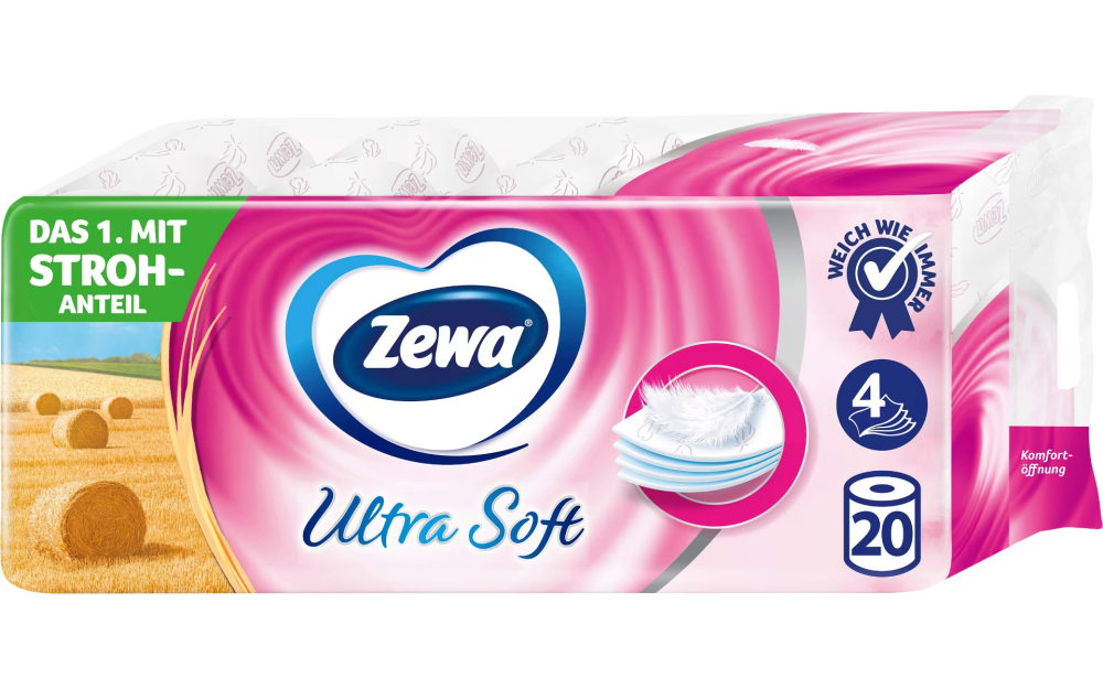 Zewa Ultra Soft Toilettenpapier 4-lagig Weiss 20 Rollen à 150 Blatt