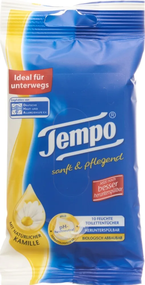 Tempo Feuchte Toilettentücher Sanft & Pflegend Travel Pack (10 Stk)