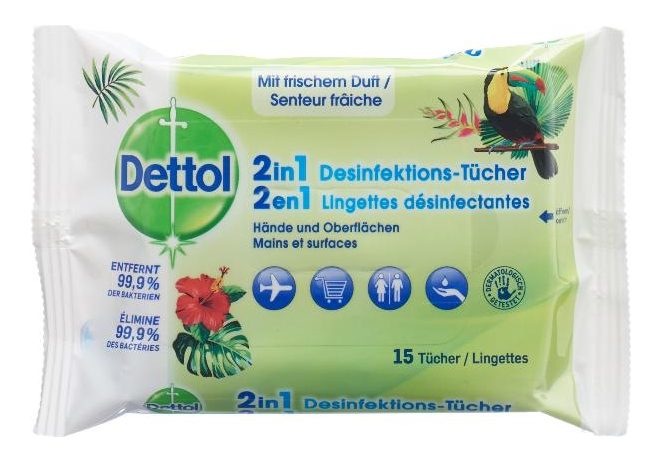 Dettol 2in1 Desinfektions-Tücher (15 Stk)