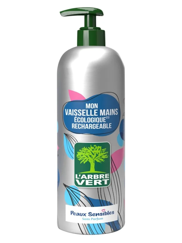 L'ARBRE VERT Öko Geschirrspülmittel empfindliche Haut Aluminium (490ml)