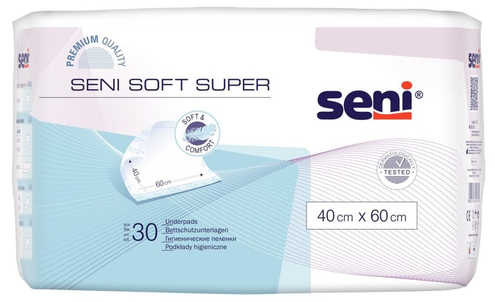 seni Soft Super Einmal-Bettschutz 40x60cm 4 Tropfen (30 Stück)