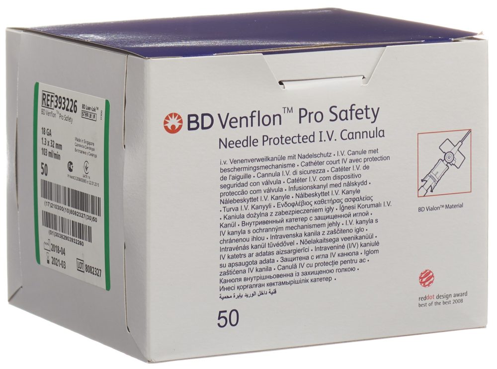 BD Venflon Pro Safety 18G, 1.3x32mm, grün (50 Stk)