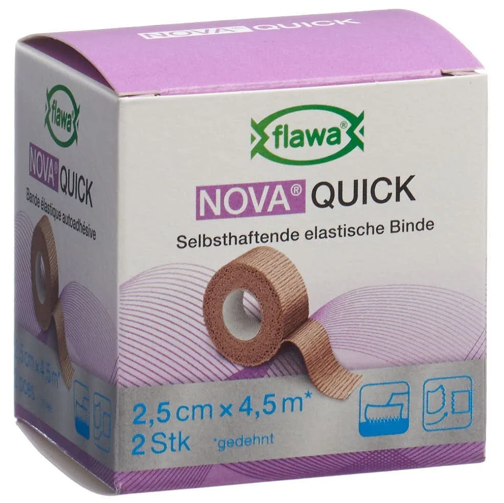 flawa NOVA QUICK kohäsive Reissbinde, 2.5cmx4.5m, hautfarbe (2 Stk)