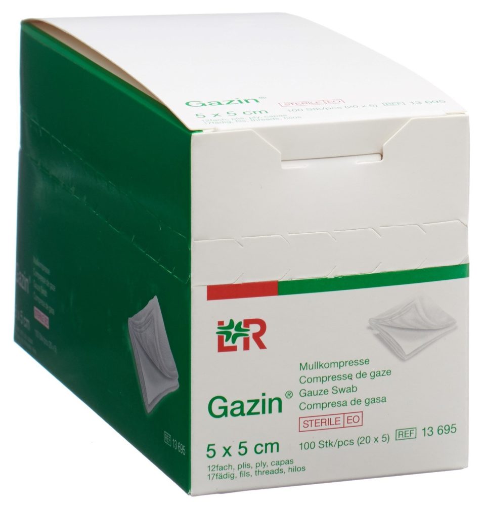 Gazin Set Kompress 5x5cm 12 fach steril (20x5 Stück)