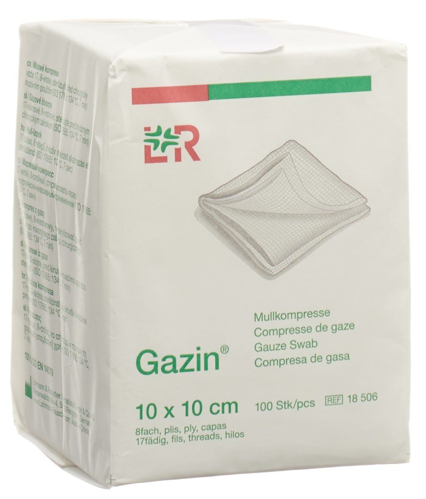 Gazin Mullkompressen 10x10cm, 8-fach, unsteril (100 Stk)