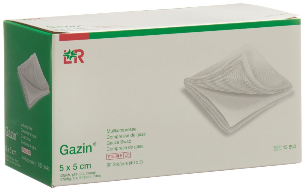 Gazin Mullkompresse 5x5cm 12fach steril (40x2 Stück)