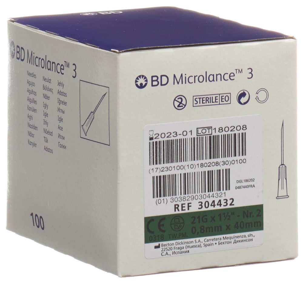 BD Microlance 3 Injektion Kanüle, 0.80x40mm, grün (100 Stk)