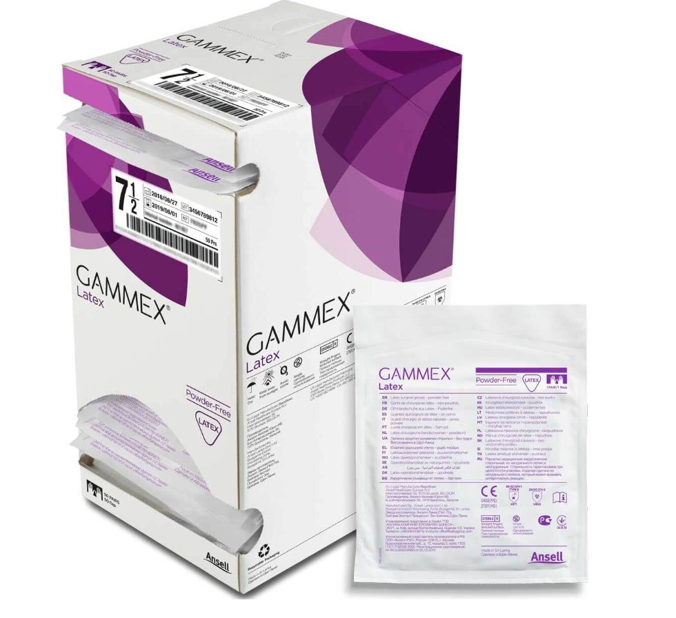 Gammex OP-Handschuhe Latex, Grösse 8, steril, puderfrei (50 Paar)