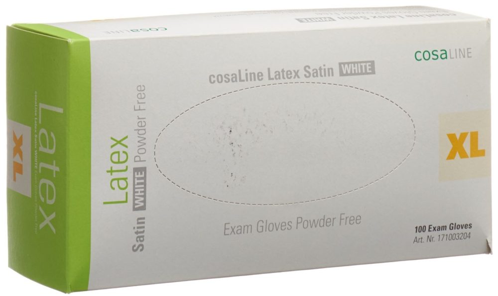 cosaLine Untersuchungshandschuhe XL Latex Satin weiss puderfrei (100 Stück)
