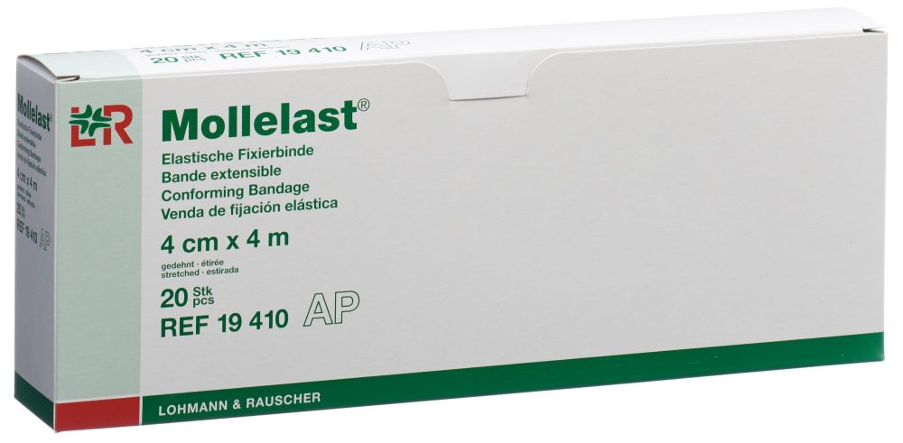 Mollelast Elastische Fixierbinde 4cmx4m weiss (20 Stk)