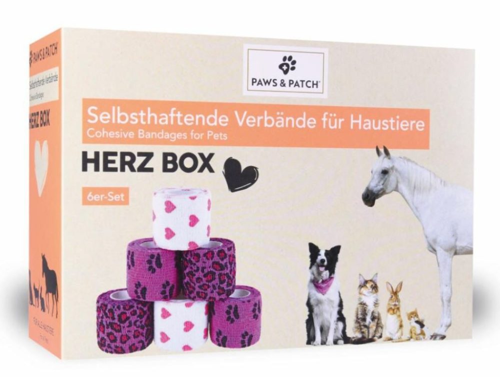 Paws & Patch selbsthaftende Verbände Herz-Box 6er Set