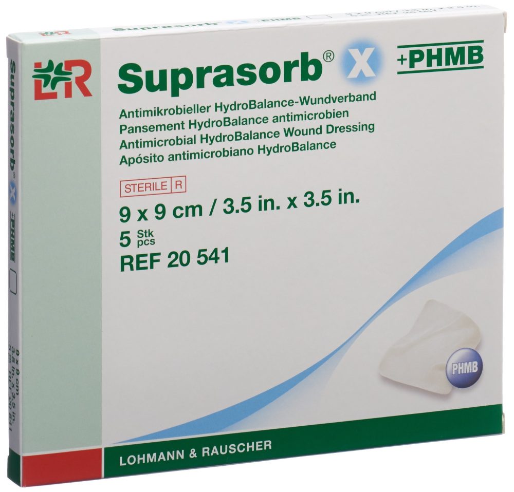 Suprasorb X+PHMB HydroBal-Wundverband 9x9cm (5 Stk)